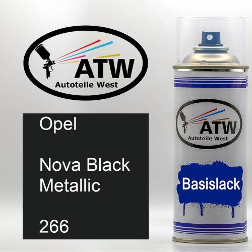 Opel, Nova Black Metallic, 266: 400ml Sprühdose, von ATW Autoteile West.